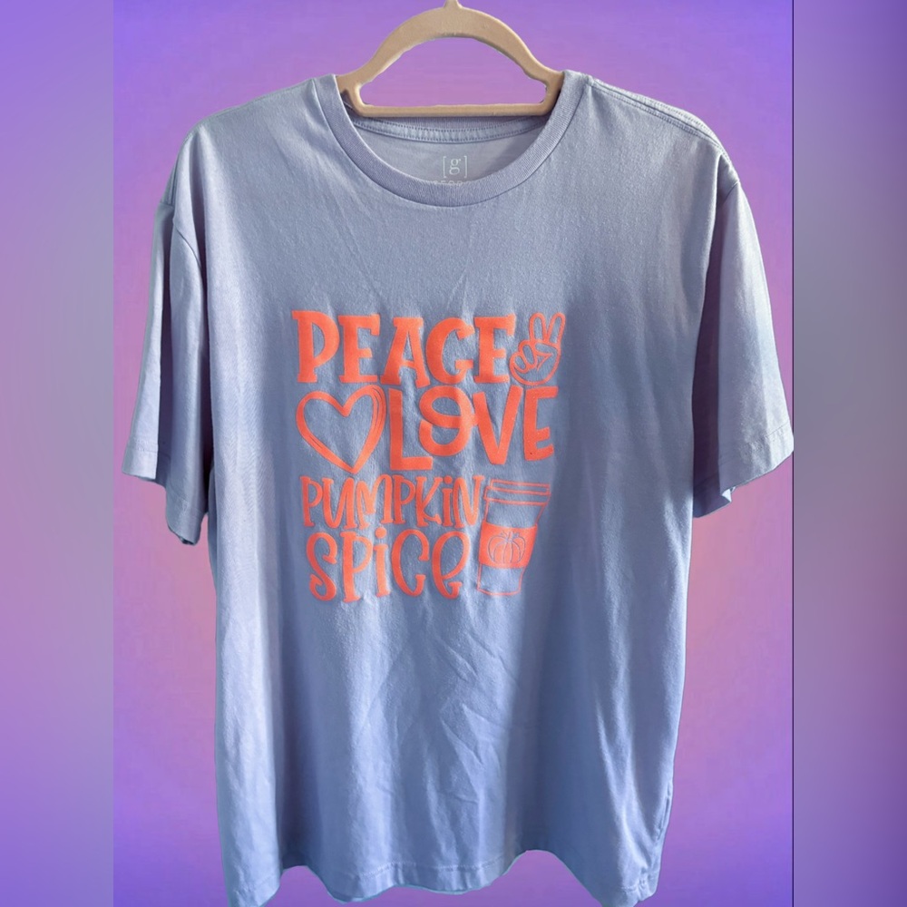 Fall Custom Graphic T-Shirt XL “Peace Love Pumpkin Spice”